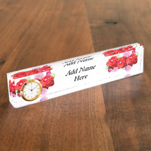 Pink und Rote Rosen Bouquet Ihren Namen hinzufügen Namensplakette