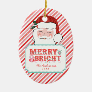 Pink und Roter Weihnachtsmann   Fröhliche Weihnach Keramik Ornament