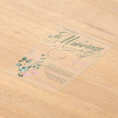 Pink und Sage Floral Elegantes Script Hochzeit Acryleinladungen (Ablage )