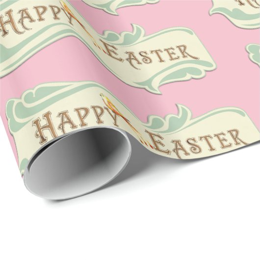 Pink und Sage Green Happy Oaster Gift Wrap Geschenkpapier (Rolleneckpunkt)