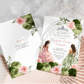 Pink und Sage Green Twins Geometric Quinceañera Einladung