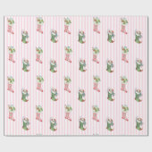 Pink und Sage Green Vintage Weihnachtsgeschenk Wra Geschenkpapier (Flach)