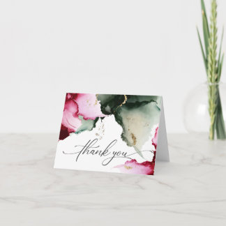 Pink und Sage Green Watercolor Geode Dankeskarte