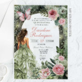 Pink und Sage Green Whimsiswald Quinceanera Acryleinladungen