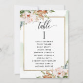 Pink und Sage Sitzplan Karten mit Gästebamen (Vorderseite)