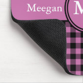 Pink und Schwarz als Gingham individuell einstellb Mousepad (Ecke)