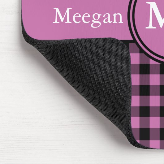 Pink und Schwarz als Gingham individuell einstellb Mousepad (Ecke)