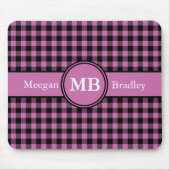 Pink und Schwarz als Gingham individuell einstellb Mousepad (Vorne)