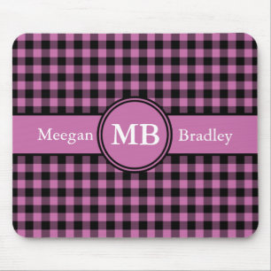 Pink und Schwarz als Gingham individuell einstellb Mousepad