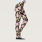 Pink und Schwarz-Blume-Muster Leggings (Rechts)