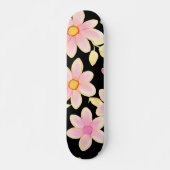 Pink und Schwarz-Blume-Muster Skateboard (Vorne)