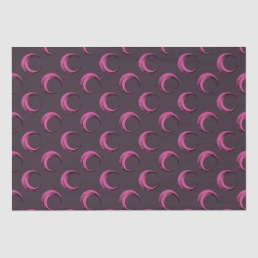 Pink und Schwarz Crescent Moons Muster Halloween Seidenpapier (Vorderseite)