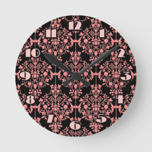 Pink und schwarz Damaskus, Wall-Uhr Runde Wanduhr