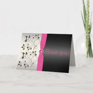 Pink und Schwarz Danke-Karte Dankeskarte