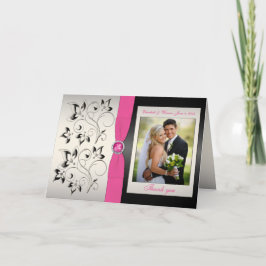 Pink und Schwarz Dankeschön Karte mit Foto