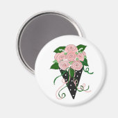 Pink und Schwarz-Flora-Bouquet Magnet (Vorderseite/Rückseite)
