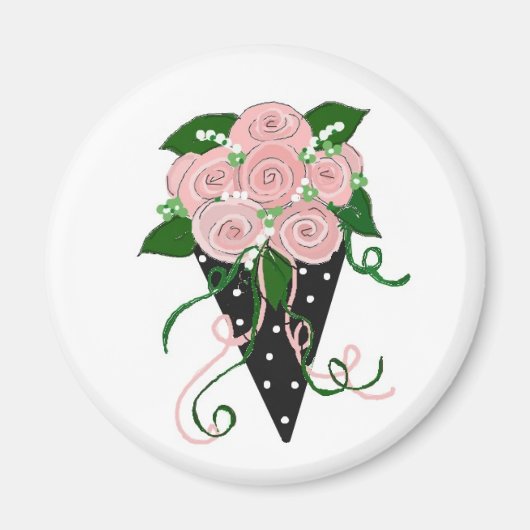 Pink und Schwarz-Flora-Bouquet Magnet (Vorne)