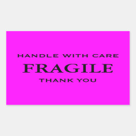 Pink und schwarz Fragile Handle mit Sorgfalt Viele Rechteckiger Aufkleber