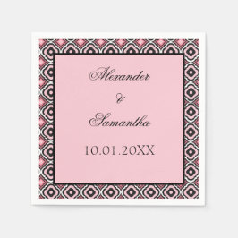 Pink und Schwarz Geometrisches Muster Serviette