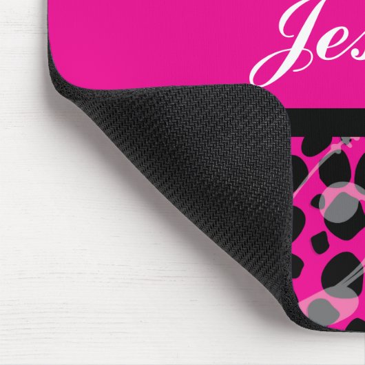 Pink-und Schwarz-Gepardmuster Mousepad (Ecke)