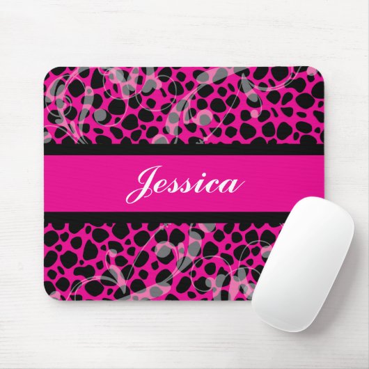 Pink-und Schwarz-Gepardmuster Mousepad (Mit Mouse)