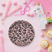 Pink und schwarz gestrichene Cheetah Leopard Druck Pappteller (Party)