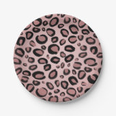 Pink und schwarz gestrichene Cheetah Leopard Druck Pappteller (Vorderseite)