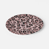 Pink und schwarz gestrichene Cheetah Leopard Druck Pappteller (Schrägansicht)