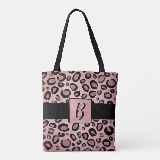 Pink und schwarz gestrichene Cheetah Leopard Druck Tasche (Rückseite)