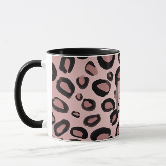 Pink und schwarz gestrichene Cheetah Leopard Druck Tasse (Links)