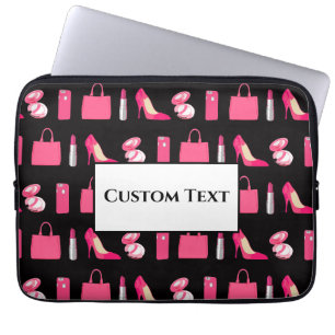Pink und schwarz Girls Design Laptopschutzhülle