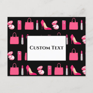 Pink und schwarz Girls Design Postkarte