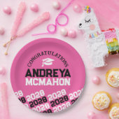 Pink und Schwarz Halbierung Grad Personalisiert Pappteller (Party)