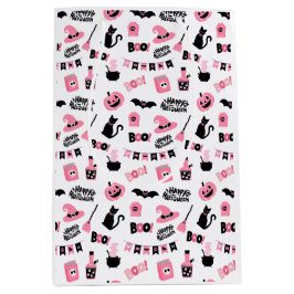 Pink und Schwarz Halloween-Geschenktasche Mittlere Geschenktüte