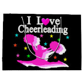 PINK UND SCHWARZ I LIEBE CHEERLEADER GIFT BAGS GROßE GESCHENKTÜTE (Rückseite)