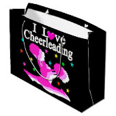PINK UND SCHWARZ I LIEBE CHEERLEADER GIFT BAGS GROßE GESCHENKTÜTE (Rückseite Schrägansicht)