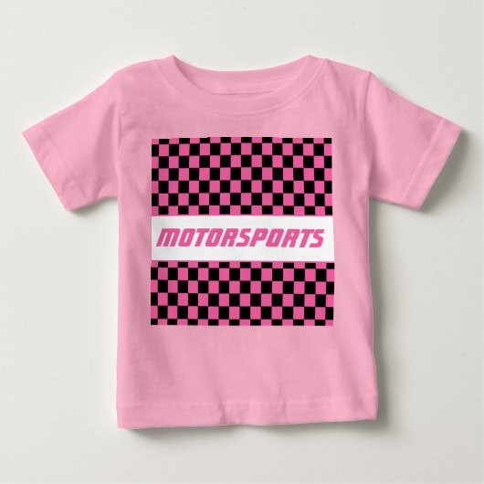 Pink und schwarz Karo Muster Baby T-shirt (Vorderseite)