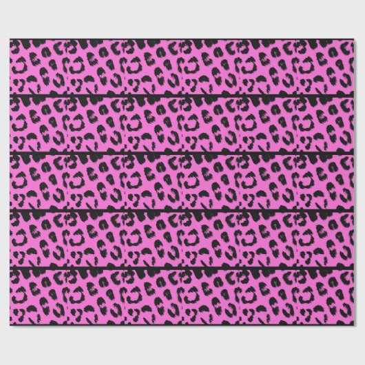 Pink und Schwarz-Leopard-Muster Geschenkpapier (Flach)