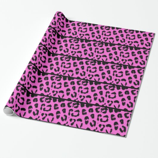 Pink und Schwarz-Leopard-Muster Geschenkpapier (Ungerollt)