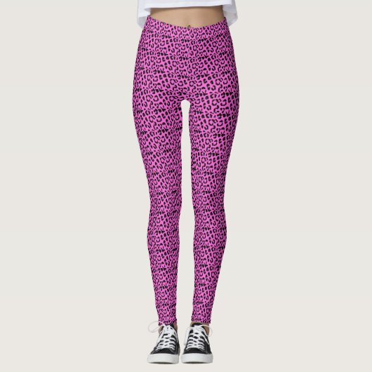 Pink und Schwarz-Leopard-Muster Leggings (Vorderseite)