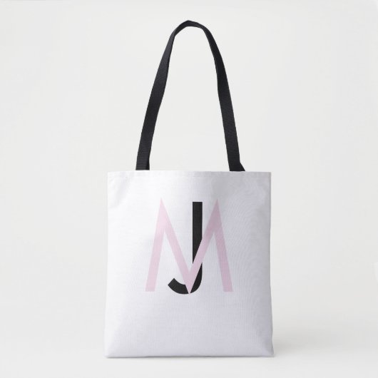 Pink und Schwarz Monogramm Totbeutel Tasche (Vorderseite)
