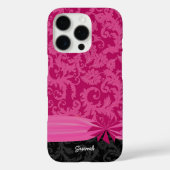 Pink und schwarz Personalisiert Damask iPhone Cove Case-Mate iPhone Hülle (Rückseite)