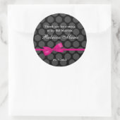 Pink und Schwarz Polka Dot Bow Bat Mitzvah Gefalle Runder Aufkleber (Tasche)