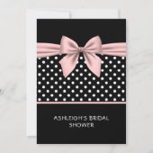 Pink und schwarz Polka Dot mit Brautparty in Bow Einladung (Vorderseite)