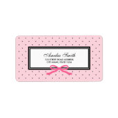 Pink und schwarz Polka Dot mit rosa Balkenadresse Adressaufkleber (Vorne)