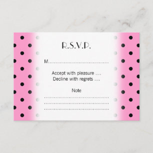 Pink und schwarz Polka Dot Muster. RSVP Karte