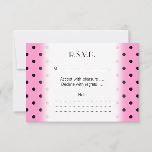 Pink und schwarz Polka Dot Muster. RSVP Karte (Vorderseite)