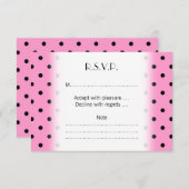Pink und schwarz Polka Dot Muster. RSVP Karte (Vorne/Hinten)