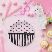 Pink und schwarz Polka Dot Streifen Party Papierpl Pappteller (Party)