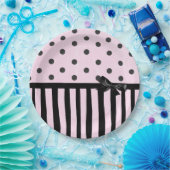 Pink und schwarz Polka Dot Streifen Party Papierpl Pappteller (Party)